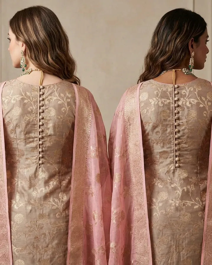 Grey Pink Chanderi