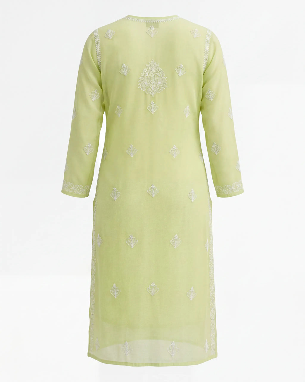 Lemon Green Chikankari Mul Kurta