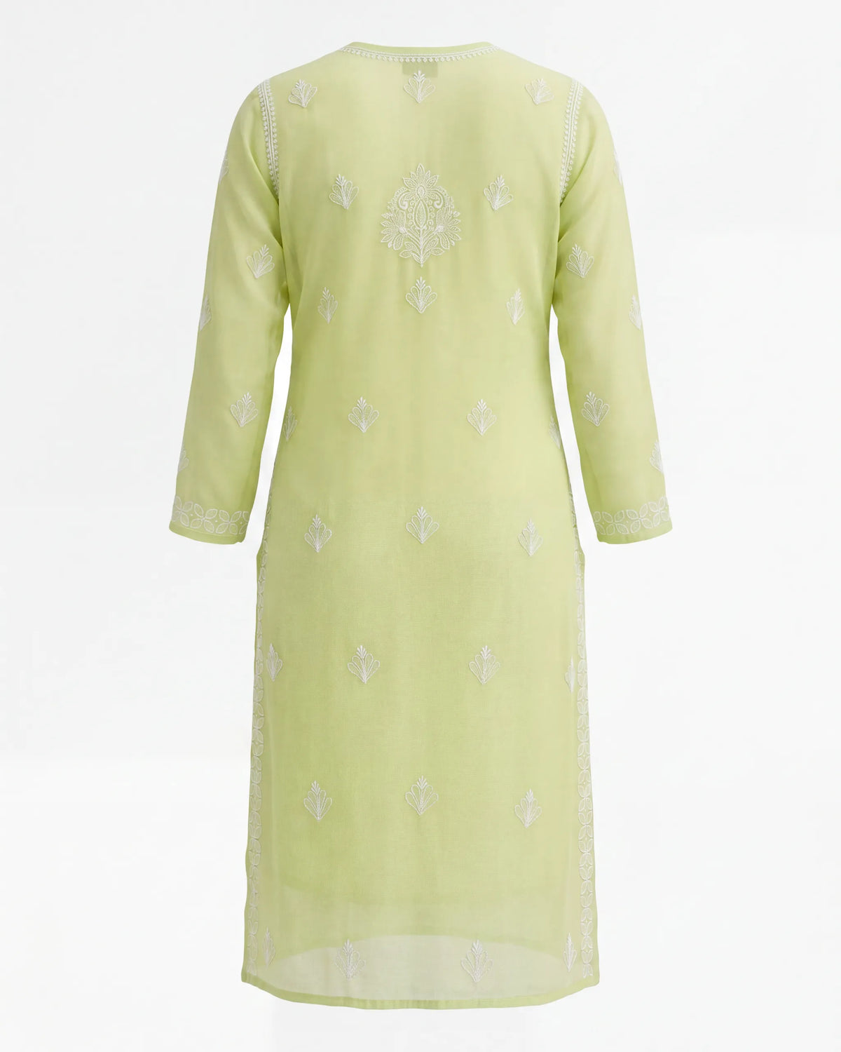 Lemon Green Chikankari Mul Kurta