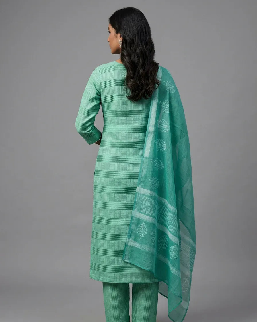 Aqua Green Cotton Silk