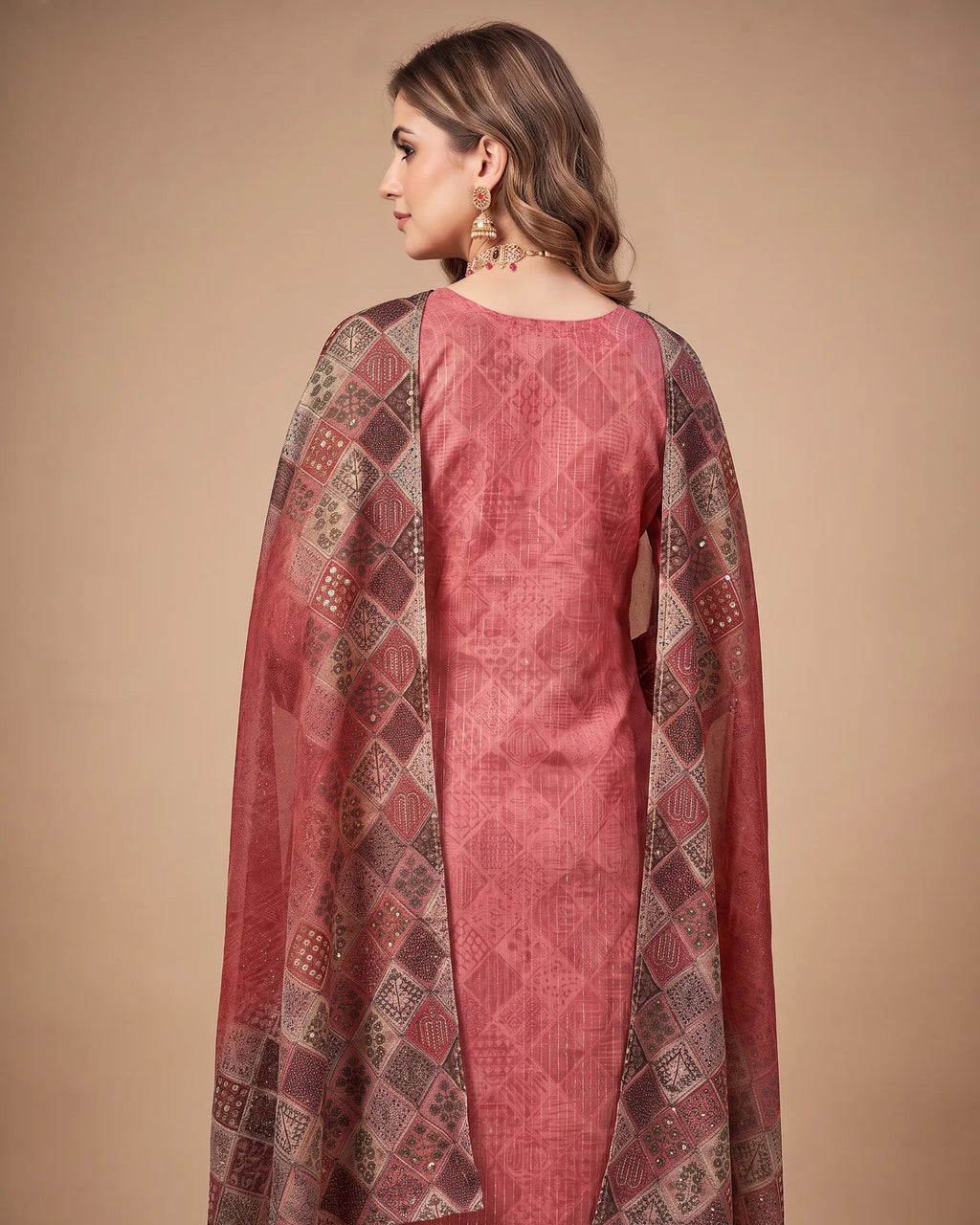 Red Cotton Silk Suit
