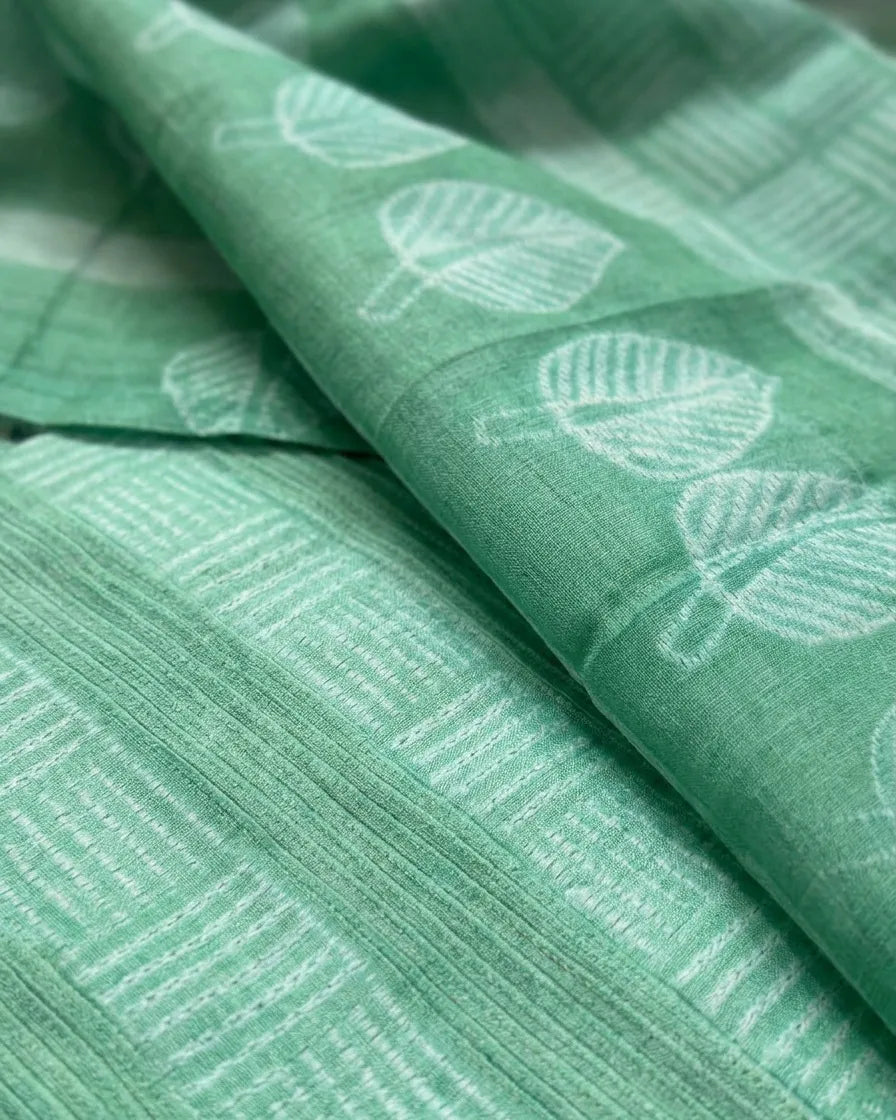 Aqua Green Cotton Silk