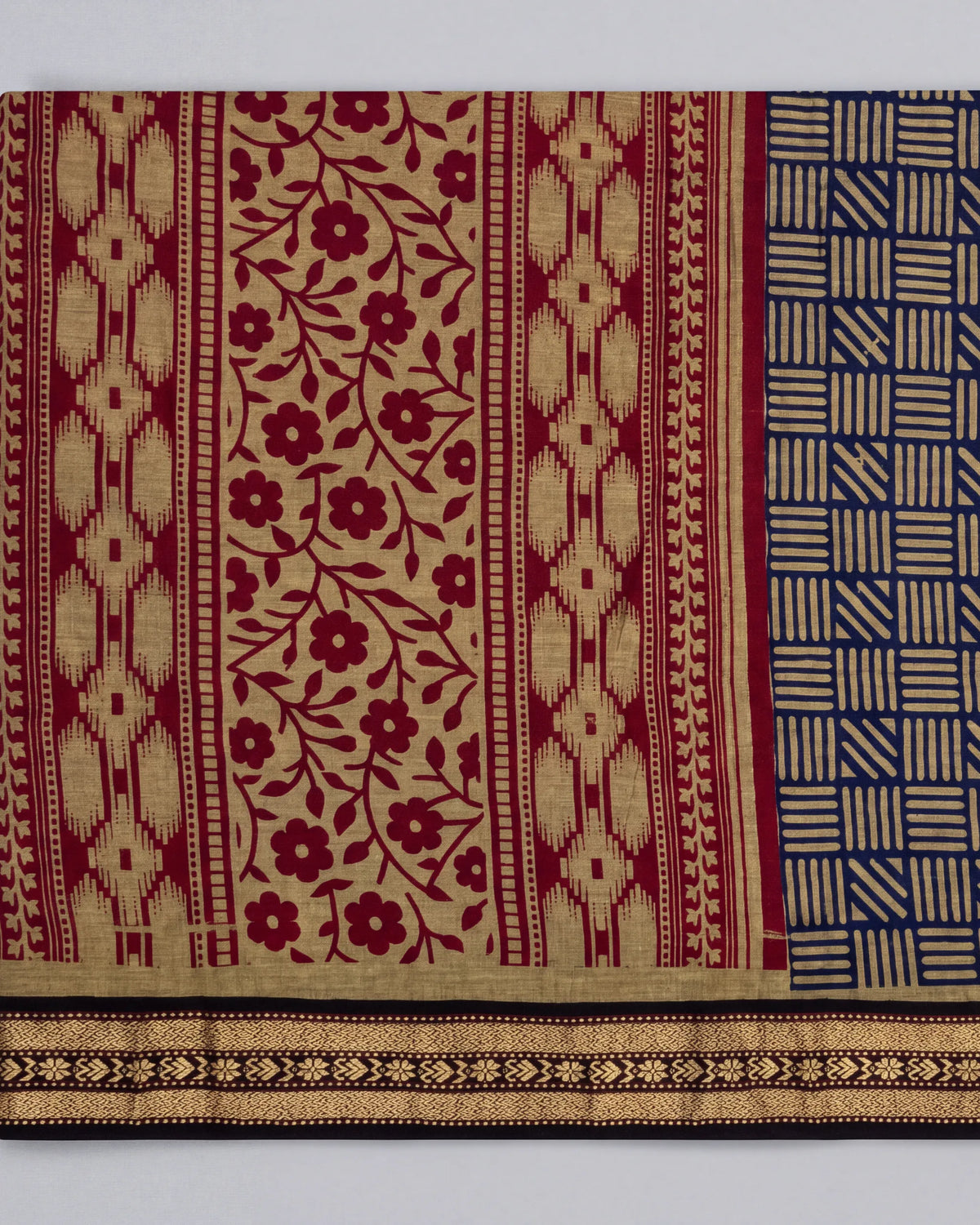 Red Blue Cotton Silk