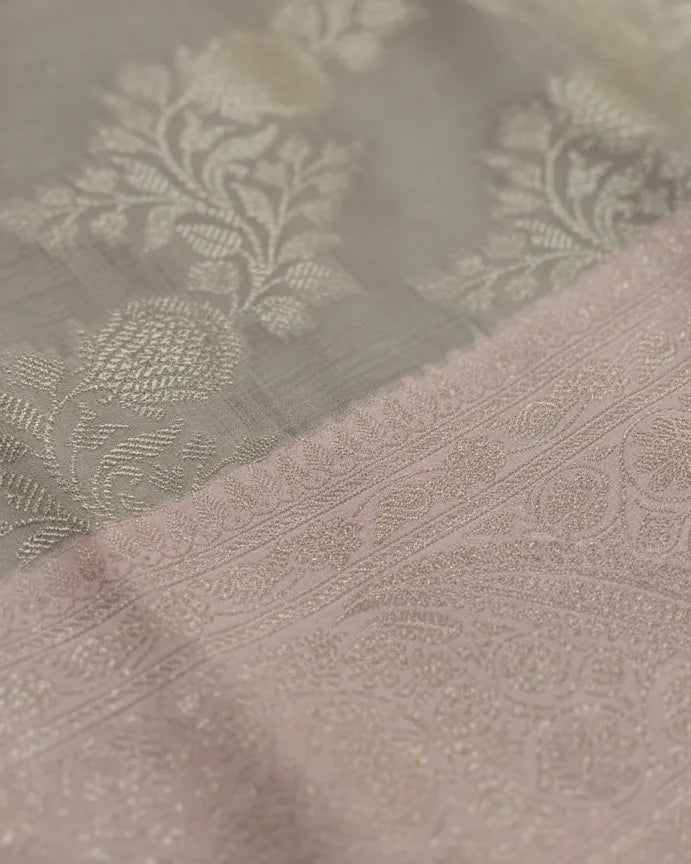 Grey Pink Chanderi