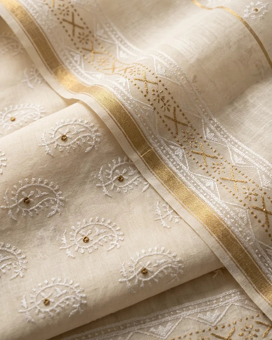 White Chanderi Suit
