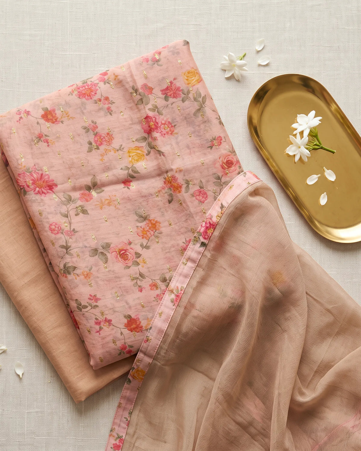 Pink Gold Chanderi