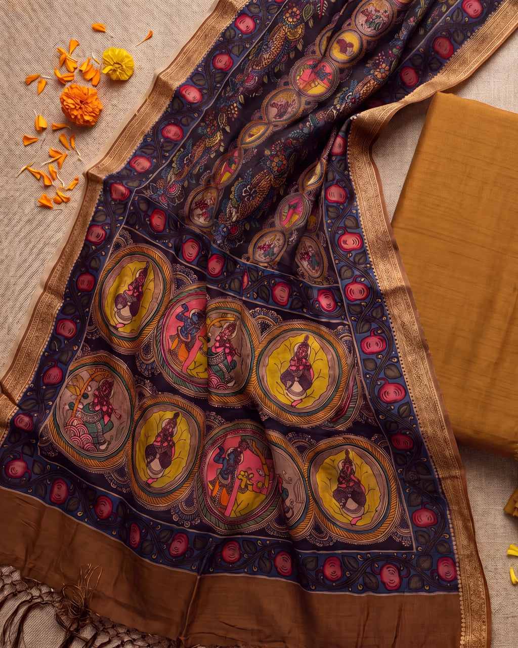 Mustard Maheshwari Silk