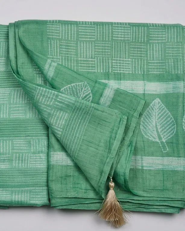 Aqua Green Cotton Silk