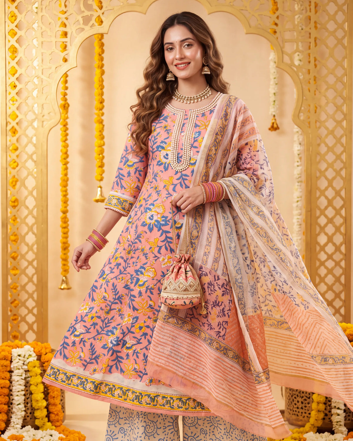 Blue Pink Jaipuri