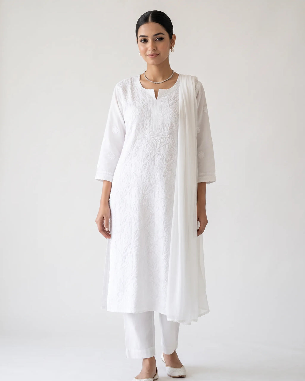White Chikankari Kurta