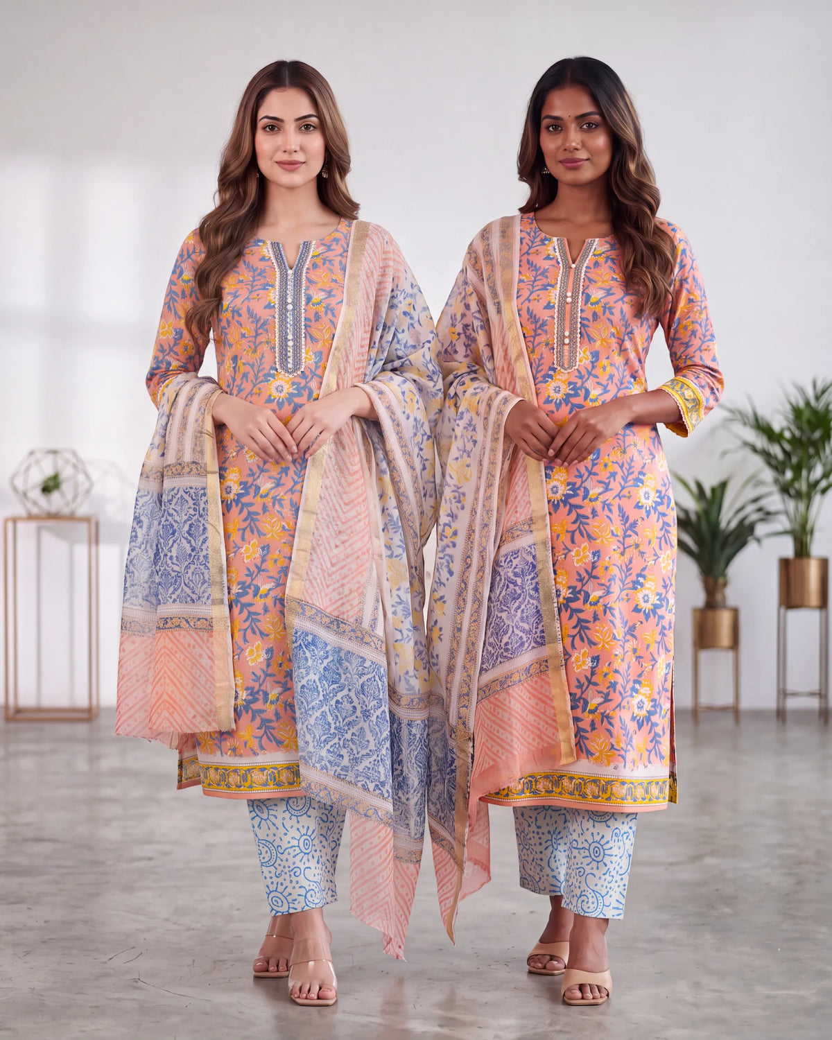 Blue Pink Jaipuri