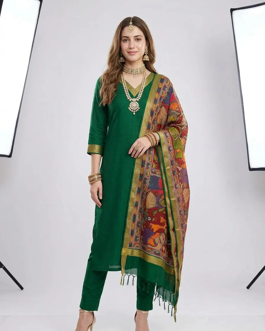 Green Maheshwari Silk