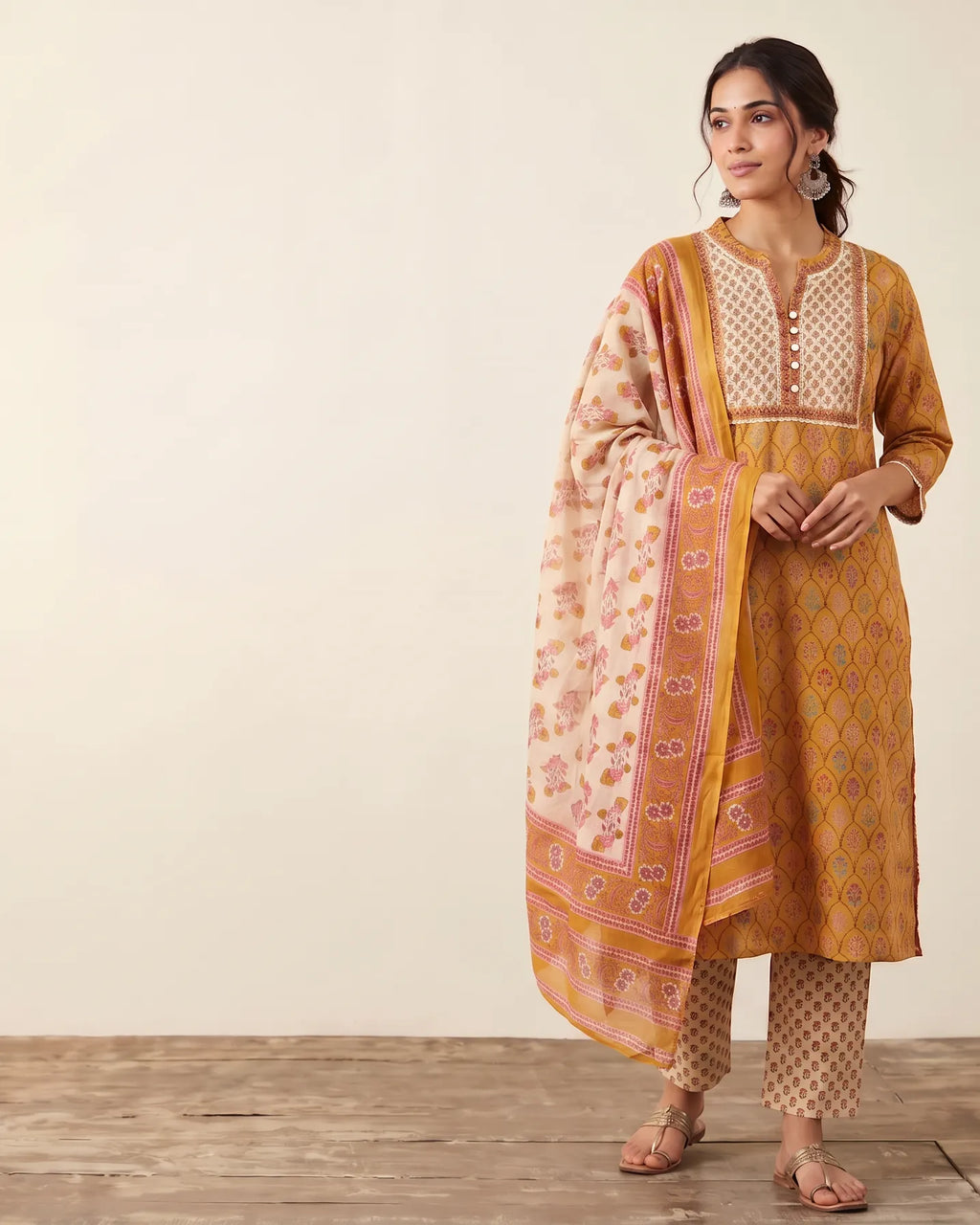 Yellow MulMul Readymade suit