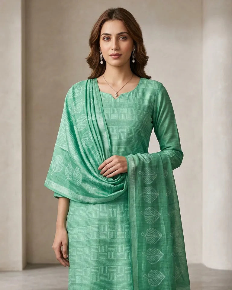 Aqua Green Cotton Silk