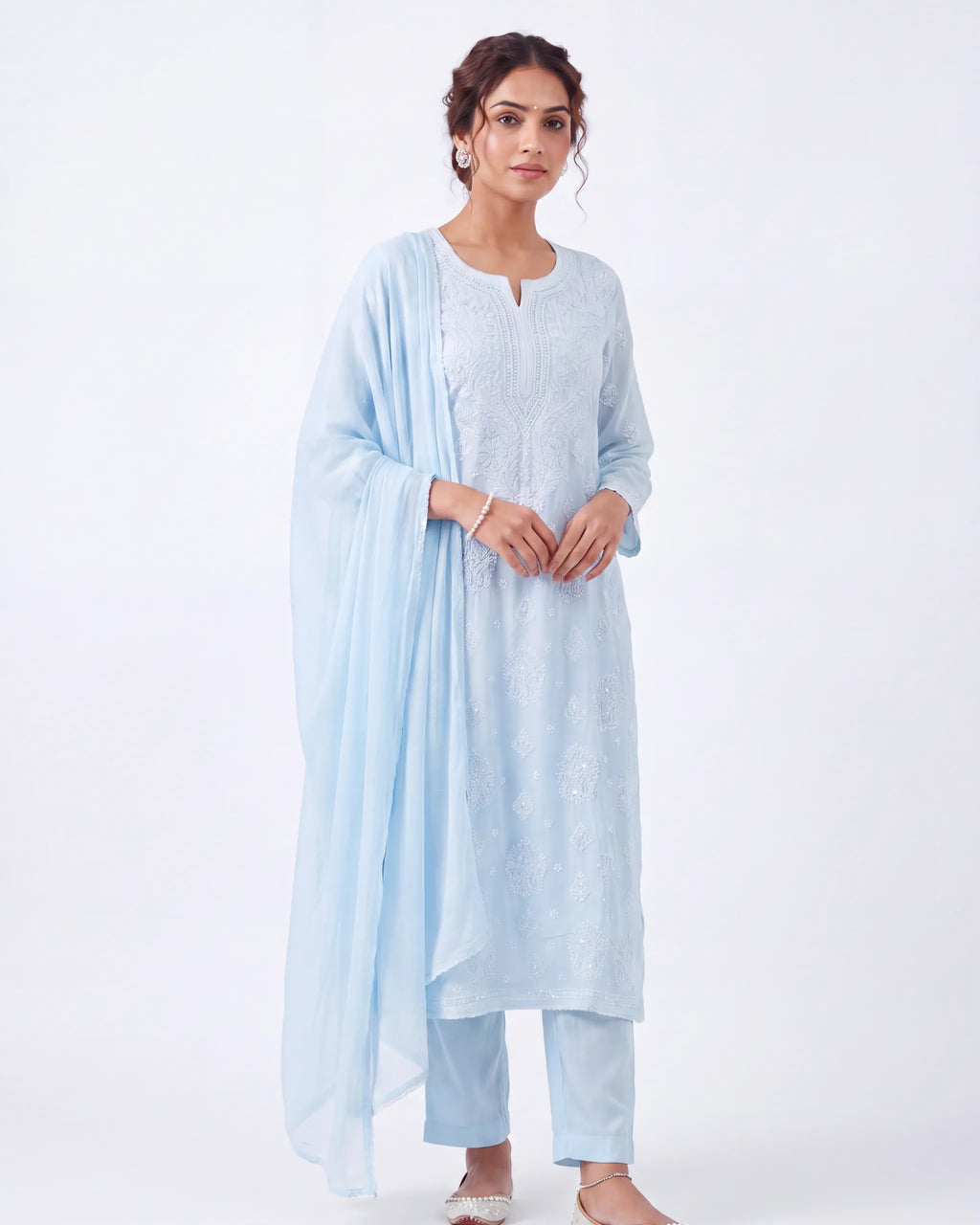 Blue Sequins Chikankari Readymade