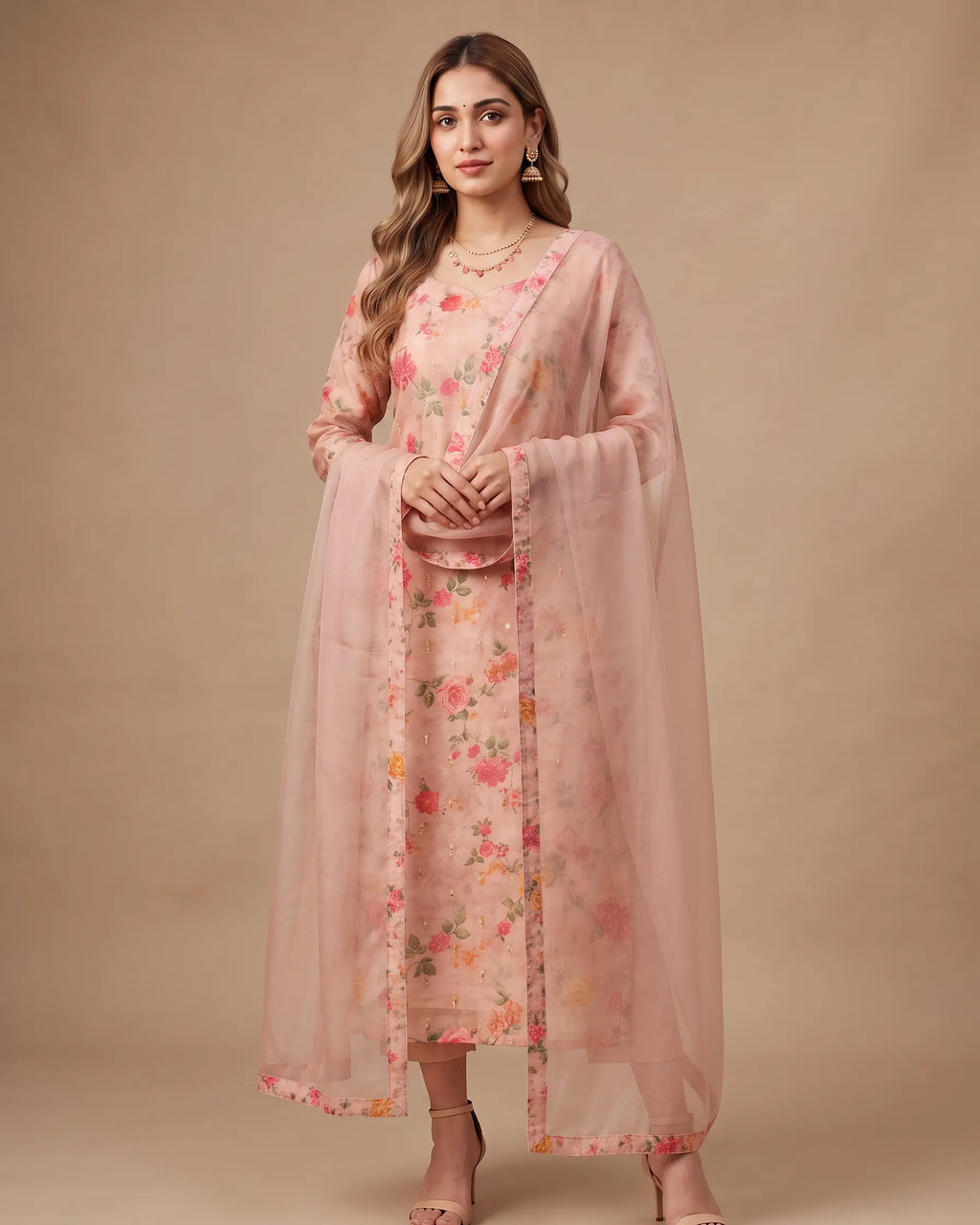 Pink Gold Chanderi