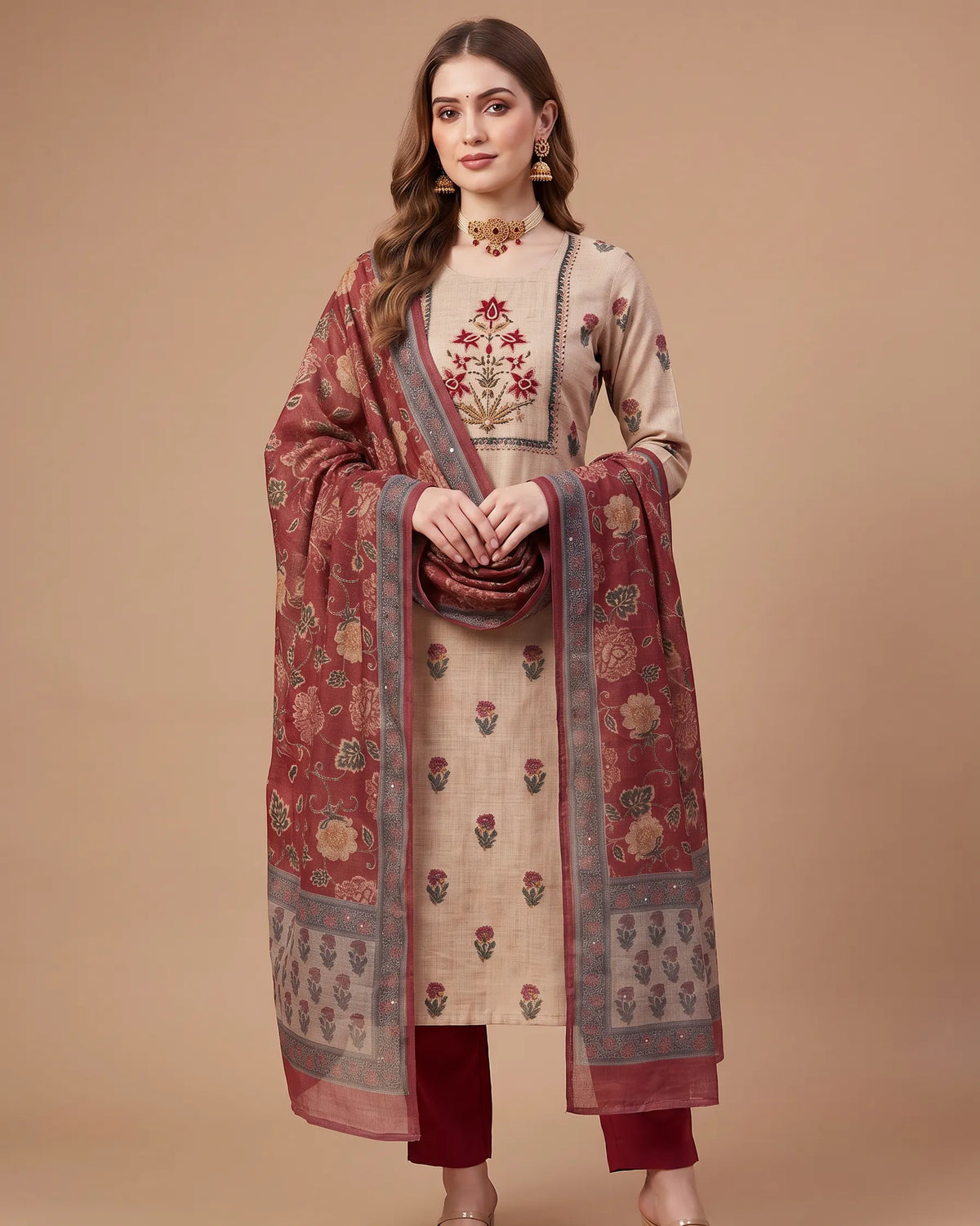 Beige Red Kora