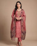 Red Cotton Silk Suit