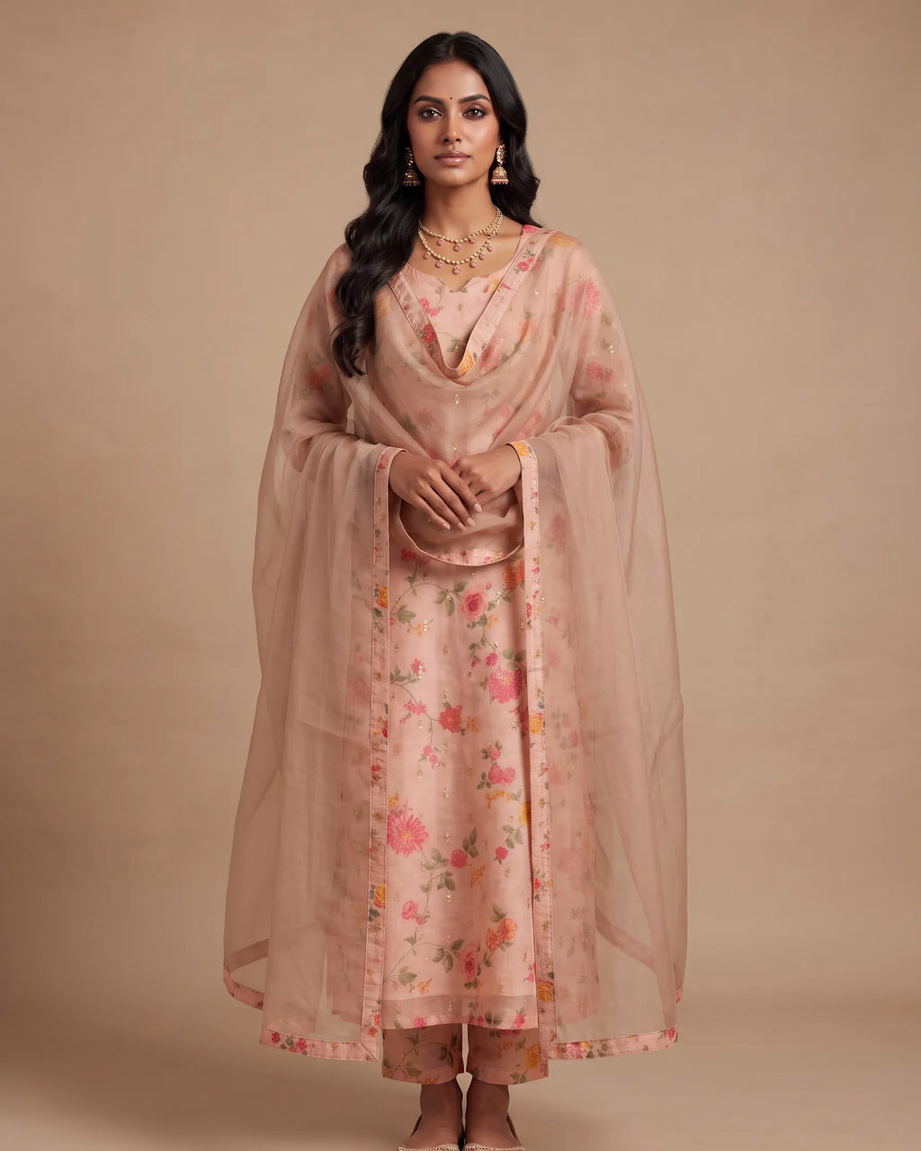 Pink Gold Chanderi
