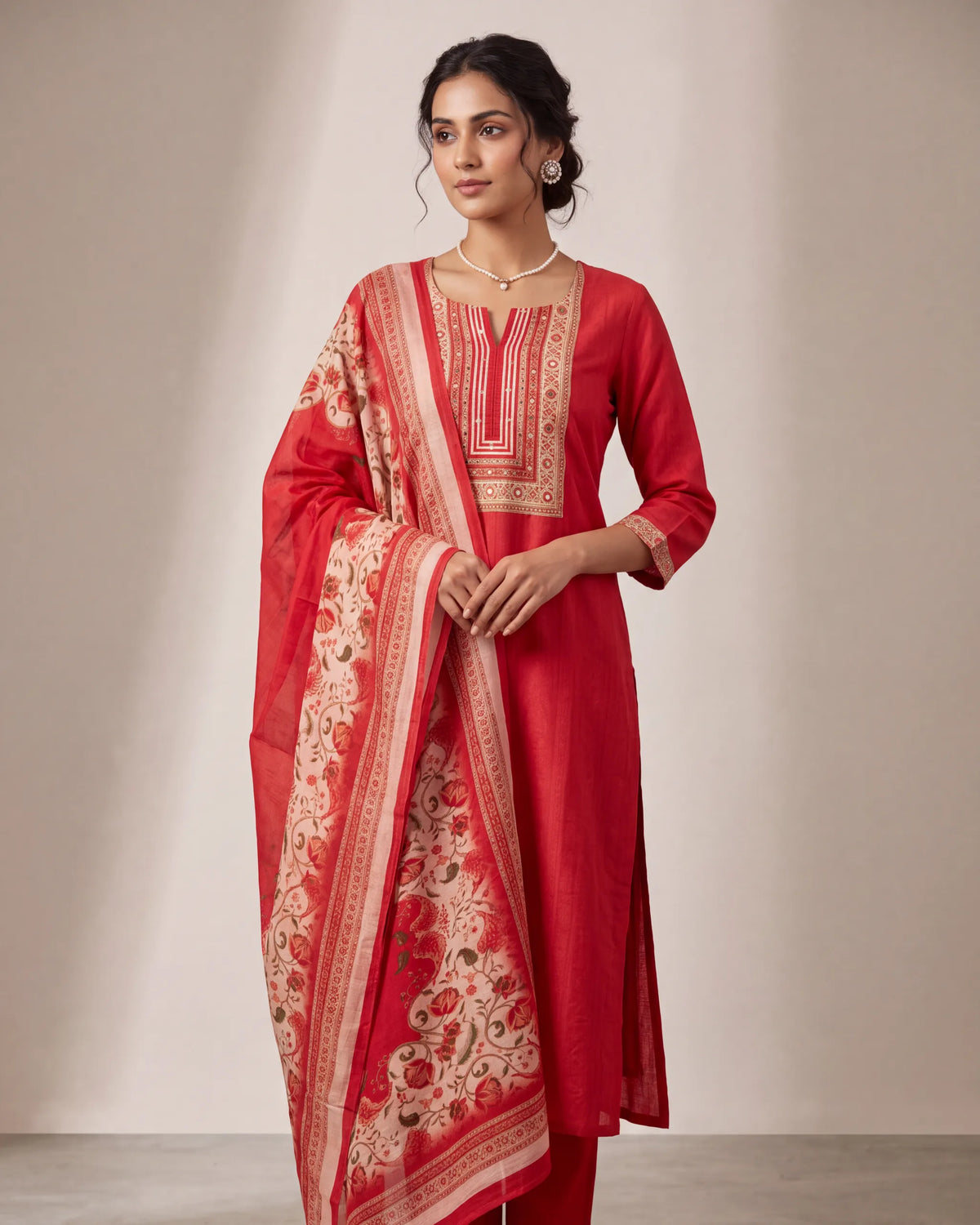 Red Mirror Work Readymade suit