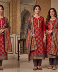 Red Blue Cotton Silk