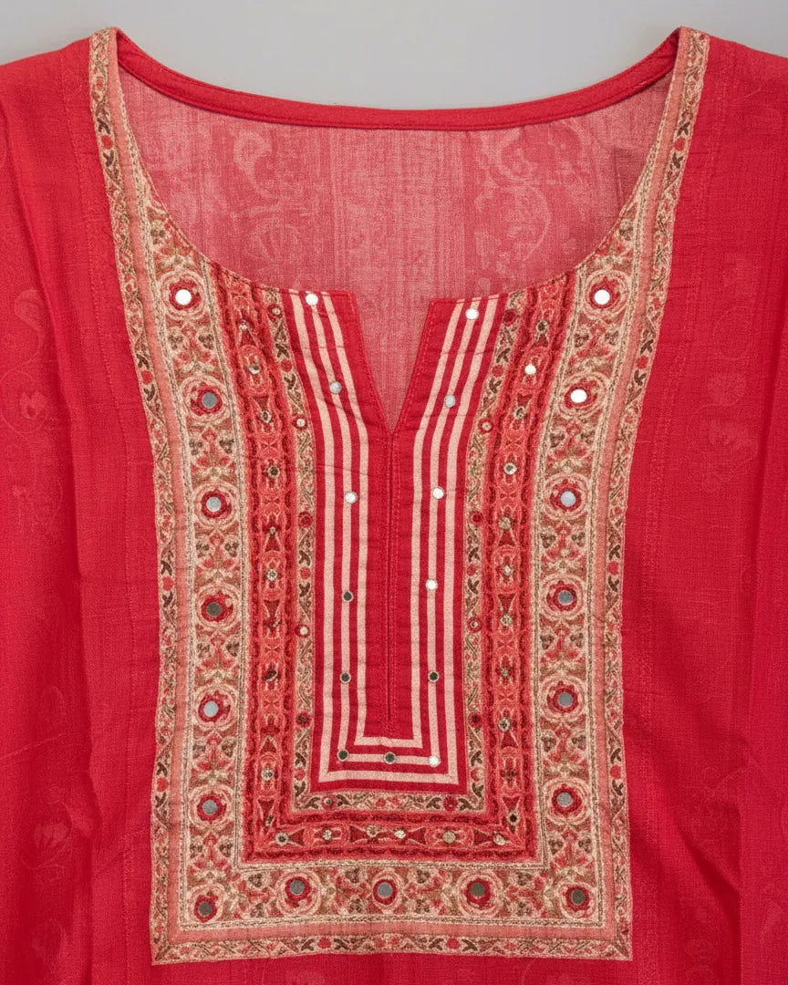 Red Mirror Work Readymade suit