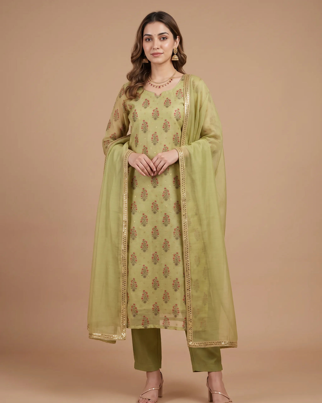 Green Red Chanderi