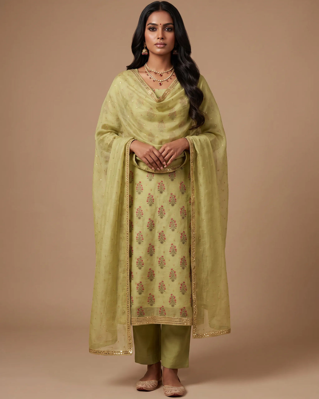 Green Red Chanderi