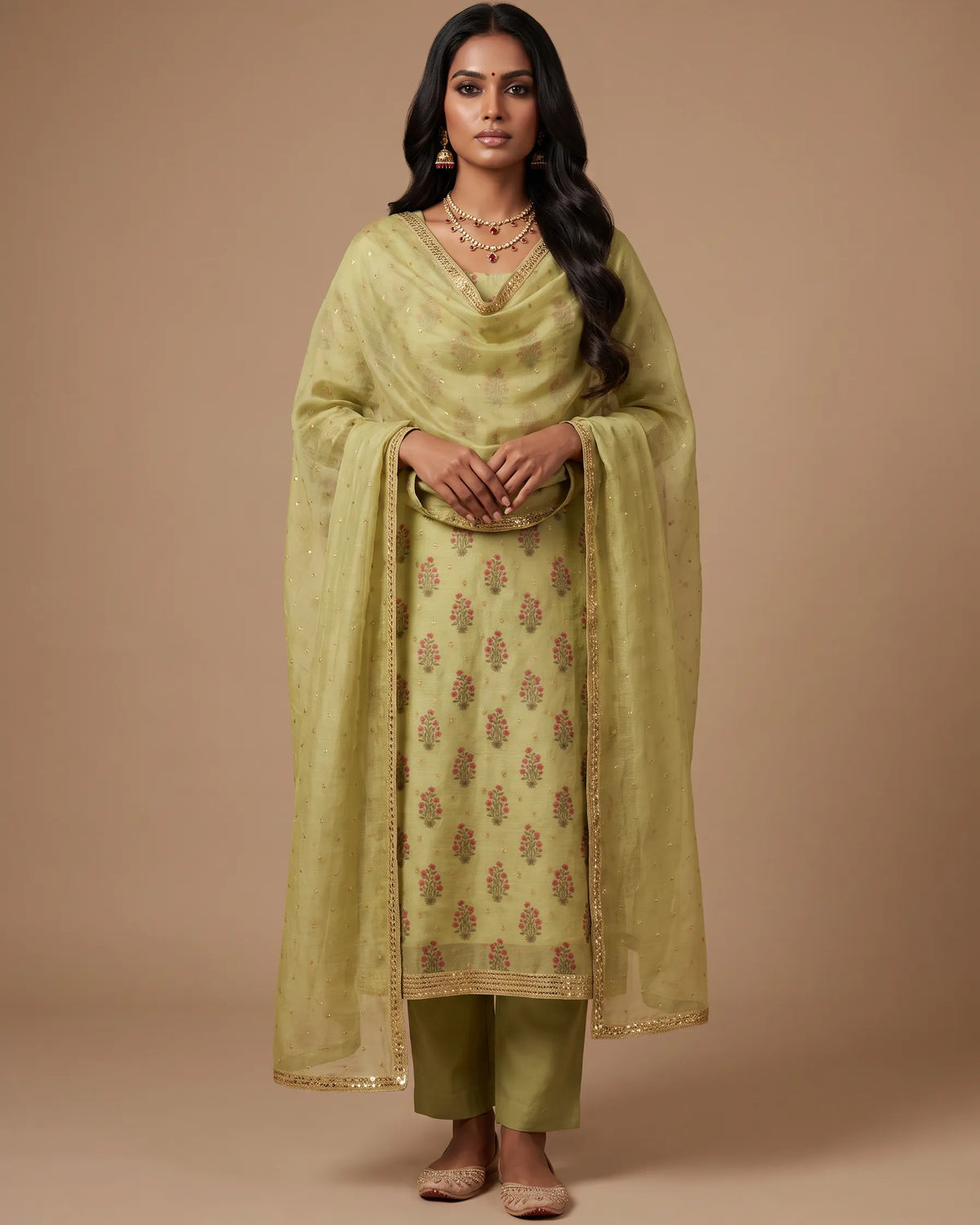 Green Red Chanderi